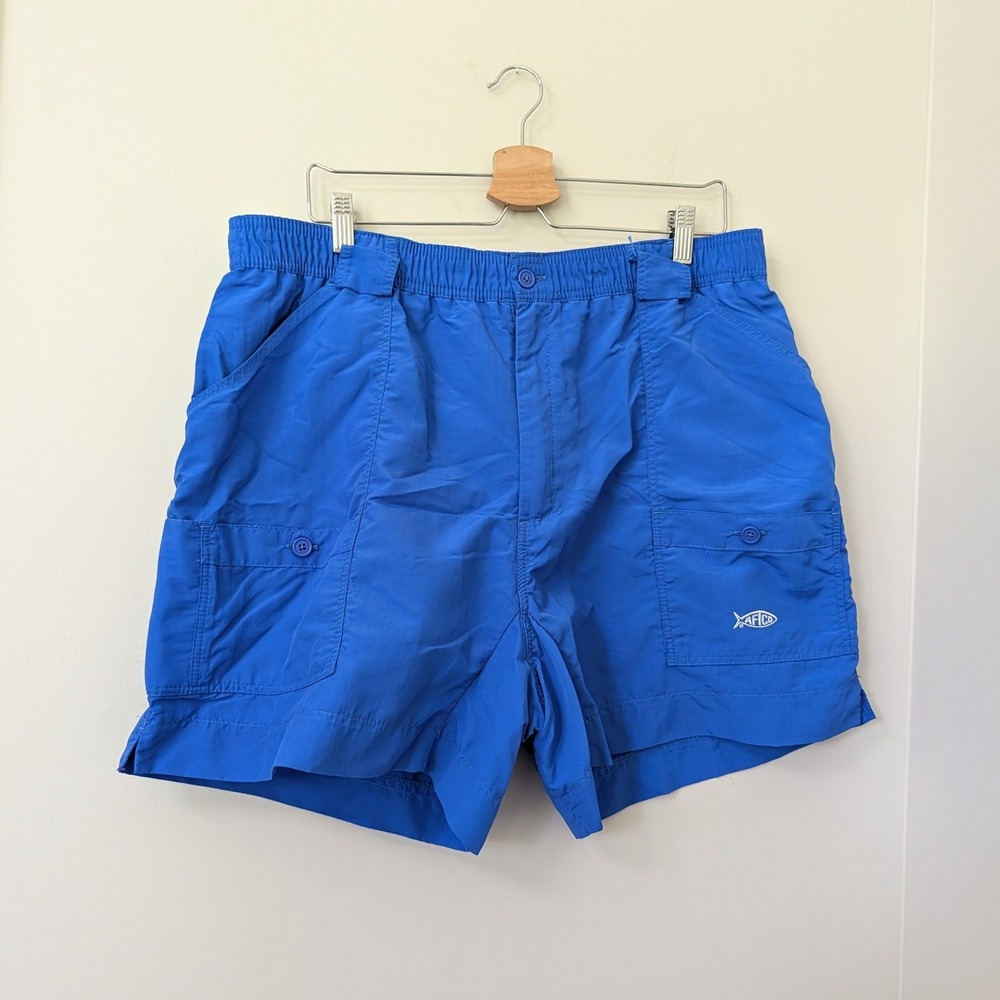 AFTCO Blue Water Fishing Shorts Blue Nylon Original M01 Cargo Water Mens‎ 40